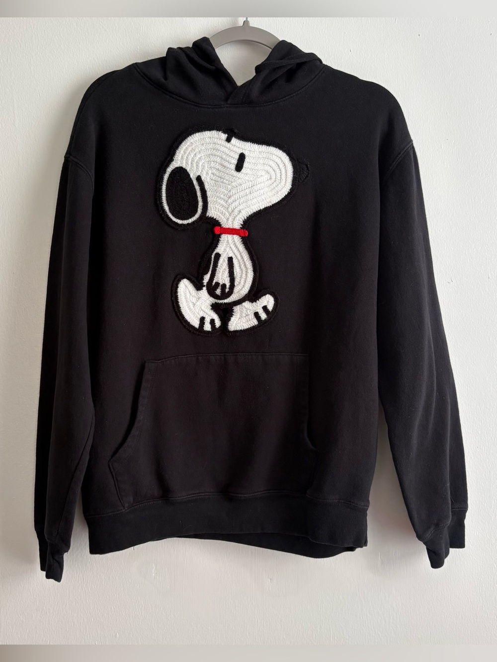 Peanuts Snoopy Women’s Pullover Hoodie Appliqué Black Fleece XL
